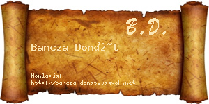 Bancza Donát névjegykártya